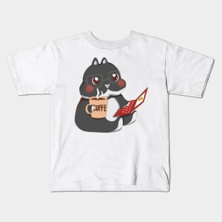 Rabbit working with coffee _ Sean Bunny Kids T-Shirt